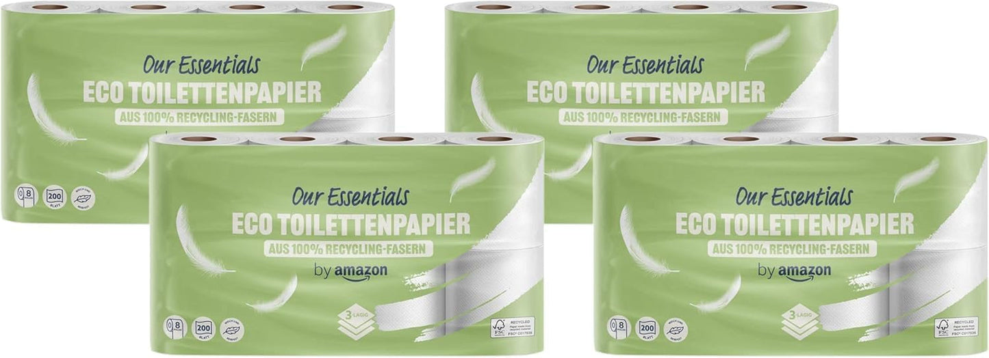 By Amazon Papier toaletowy, 3 warstwy, 10 rolek (10 rolek, 1 opakowanie) 200 arkuszy w rolce, certyfikat Fsc