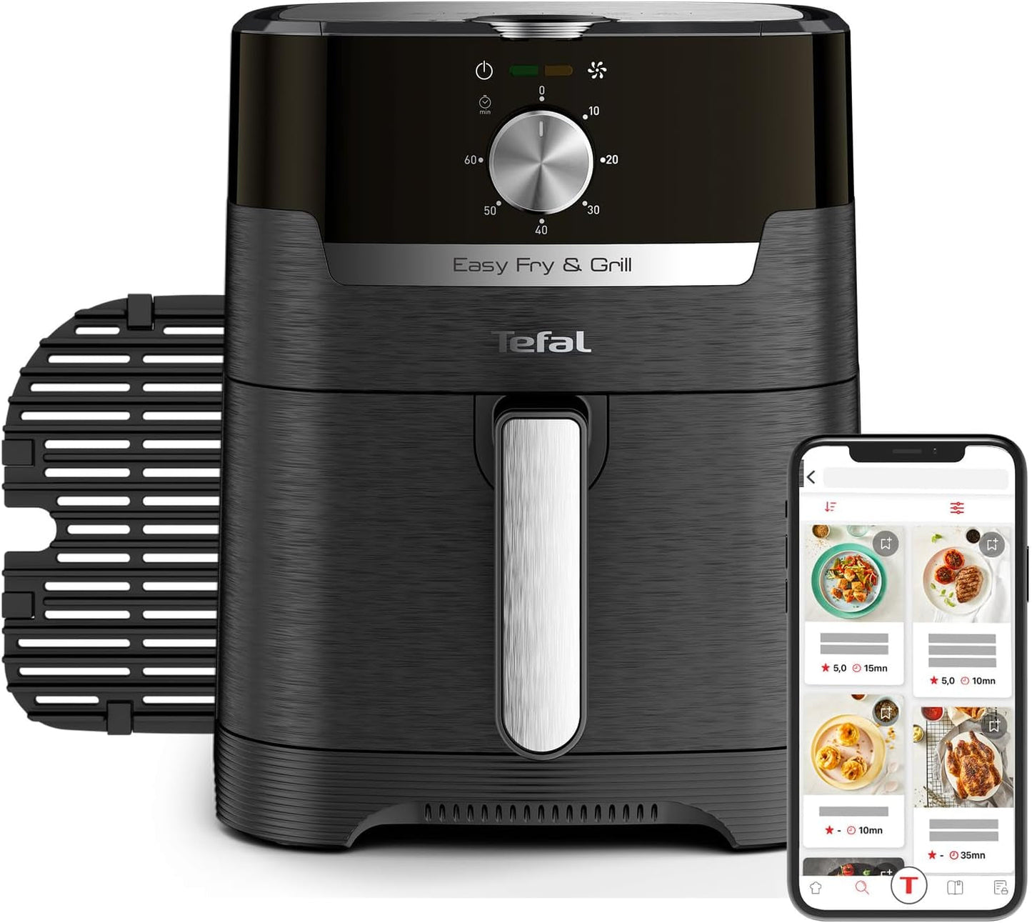 Tefal EY5018 Klasyczna frytkownica powietrzna Easy Fry & Grill, technologia 2 w 1 (frytkownica powietrzna i grill), XL, 4,2 litra na 6 porcji, 1550 W Sprzęt AGD Naty Shop