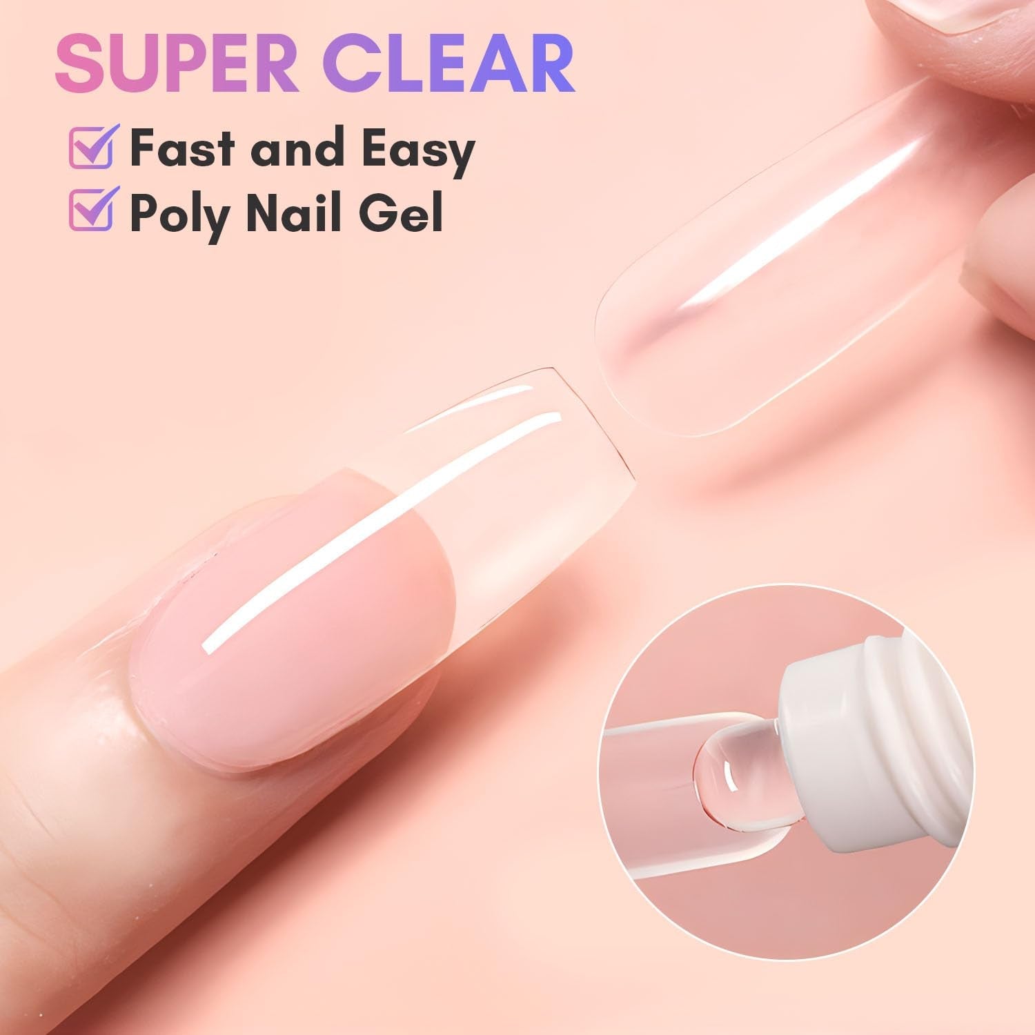 Makartt Poly Nail Extension Gel - 50 ML Extension Builder Akrylowy Poly Nägel Aufbaugel Extender Gel Für Gelnägel Für Nagelverlängerung, Nagelstärkung, Dekoracja paznokci (przezroczysty)
