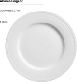 MĘSER Arlona 18-częściowy porcelanowy zestaw obiadowy dla 6 osób, ponadczasowy i elegancki, biały