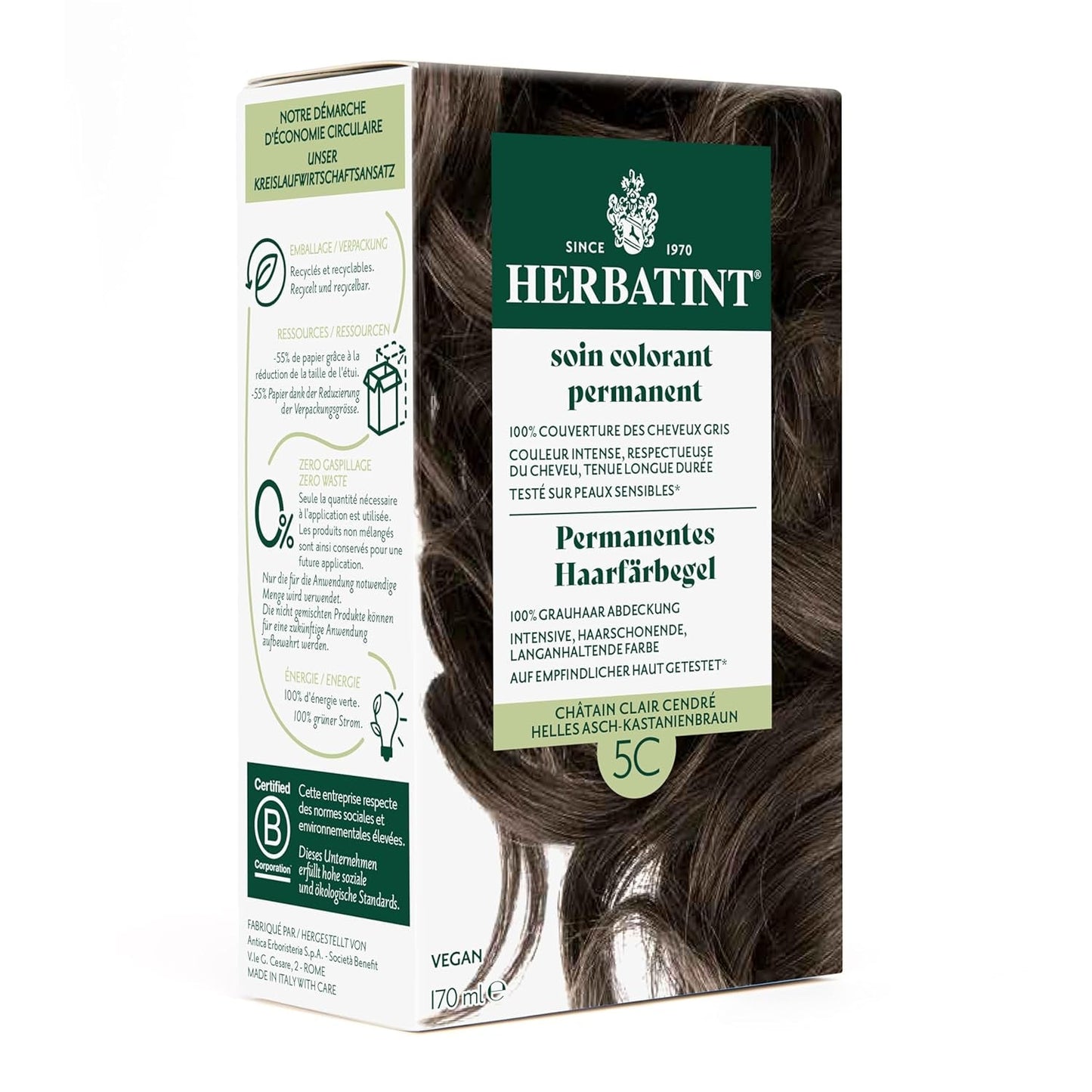 Żel do trwałej farby do włosów 6N Ciemny Blond - 170ml I Bez amoniaku, 100% krycia siwych włosów Przetestowałem na skórze wrażliwej, z 8 ekstraktami roślinnymi Naty Shop Farba do włosów 5C Jasny popiół - Kasztanowy brąz