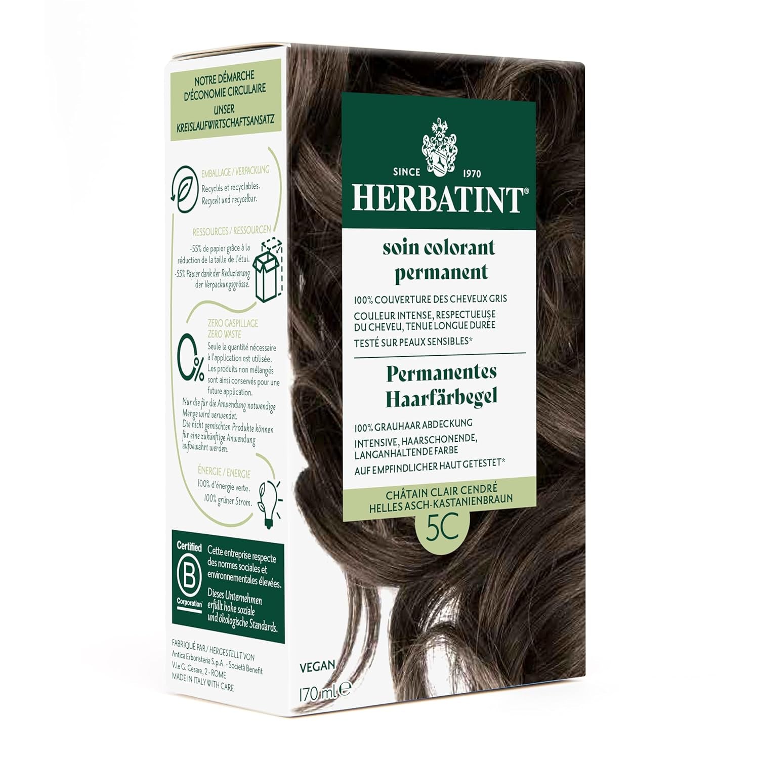 Żel do trwałej farby do włosów 6N Ciemny Blond - 170ml I Bez amoniaku, 100% krycia siwych włosów Przetestowałem na skórze wrażliwej, z 8 ekstraktami roślinnymi Naty Shop Farba do włosów 5C Jasny popiół - Kasztanowy brąz