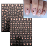 JMEOWIO Nagelsticker Mond Stern 10 Blatt Nail Art Naklejka Selbstklebend Nagelaufkleber Roségold Dekoration Nageldesign Zubehör