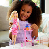 Lalka Barbie Naukowiec i akcesoria z modną blondynką, stołem laboratoryjnym, mikroskopem, kasjerem zmieniającym kolor i szalką Petriego, lalki JCR70 Naty Shop