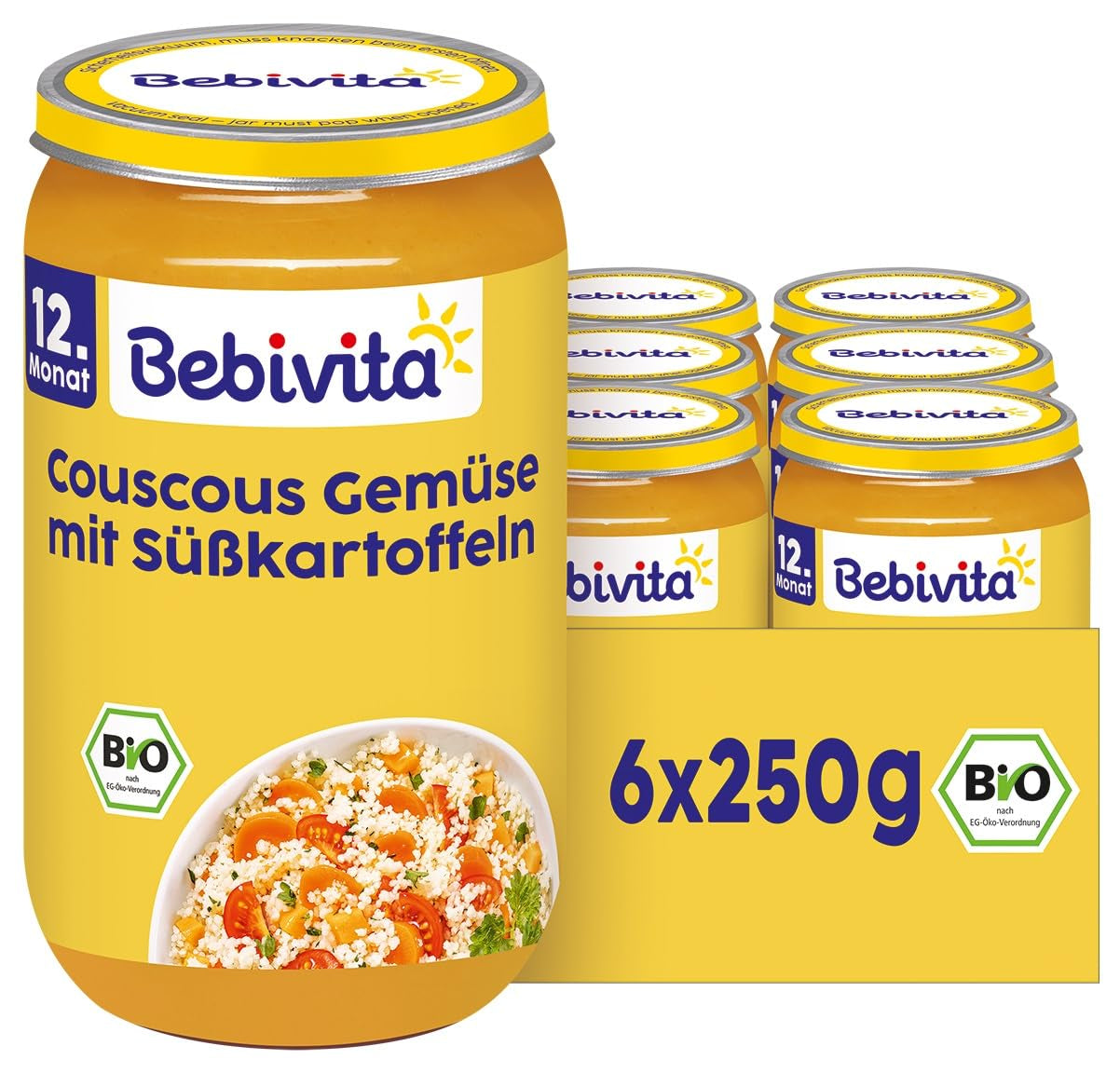 Posiłki od 12 miesiąca życia: Kuskus i warzywa z batatami, 250g, opakowanie 6 szt. (6 x 250g)
