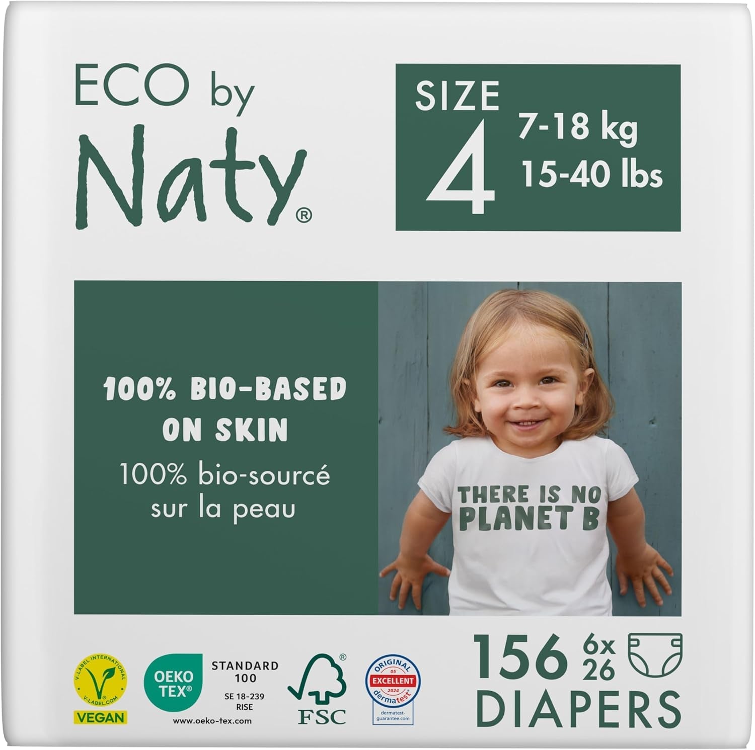 Eco Pieluchy Eco by Naty Baby Eco Diapers - pieluszki organiczne premium, ekologiczne, wykonane z materiałów pochodzenia roślinnego, idealne dla wrażliwej skóry dziecka (rozmiar 5 - 80 sztuk)