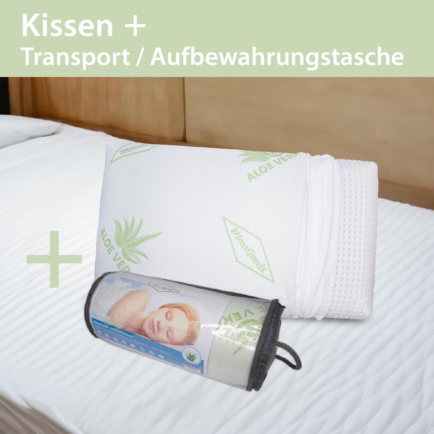 Poduszka ortopedyczna Maxxgoods Poduszka podtrzymująca szyję z pianki Visco Gel z pokrowcem ochronnym Aloe Vera i pokrowcem wewnętrznym ze 100% bawełny - Poduszka do spania na brzuchu, na plecach i na boku (42 cm x 70 cm x 12 cm) Poduszki ortopedyczne na szyję Naty Shop