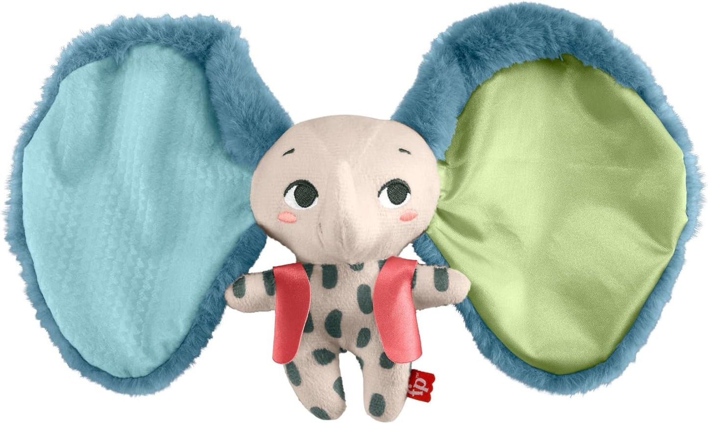 Fisher-Price Giant Ear Elephant - Urocza miękka pluszowa zabawka z bardzo dużymi uszami, wykonana w 90% z plastiku pochodzącego z recyklingu i z opakowania z certyfikatem FSC, dla dzieci od 3 miesiąca życia, HKD63 Bebe Naty Shop Elefant Toys