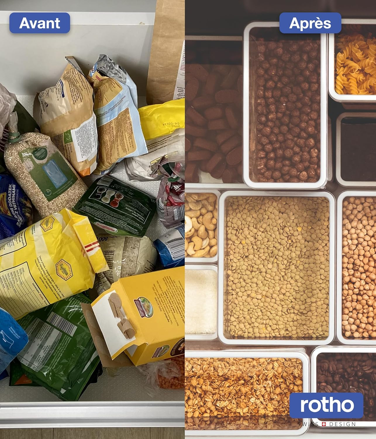 Rotho Loft Zestaw 5 słoików do przechowywania z pokrywkami, różne rozmiary, plastik do żywności (PP) niezawierający BPA, przezroczysty/czerwony, (21,4 x 21,4 x 23,5 cm) Pudełka do przechowywania żywności Naty Shop
