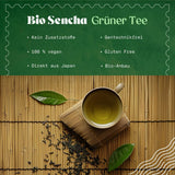 Naturalebio Japońska herbata Sencha - 200 g Organiczna herbata zielona - 100% czysta i naturalna zielona herbata Sencha - luźne liście z pierwszego zbioru - produkt ekologiczny uprawiany w Japonii