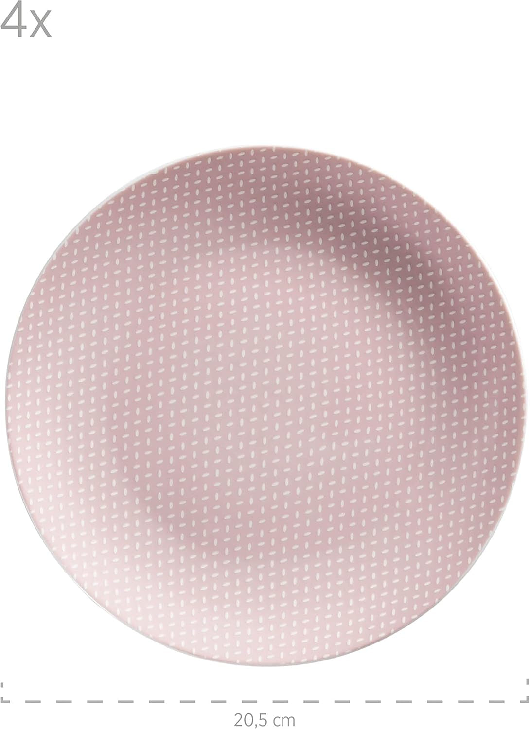 MĘSER Kitchen Time II, Zestaw zastawy stołowej dla 4 osób, Serwis łączony z 16 sztuk w pastelowych kolorach z subtelnym wzorem, Porcelana, Różowy