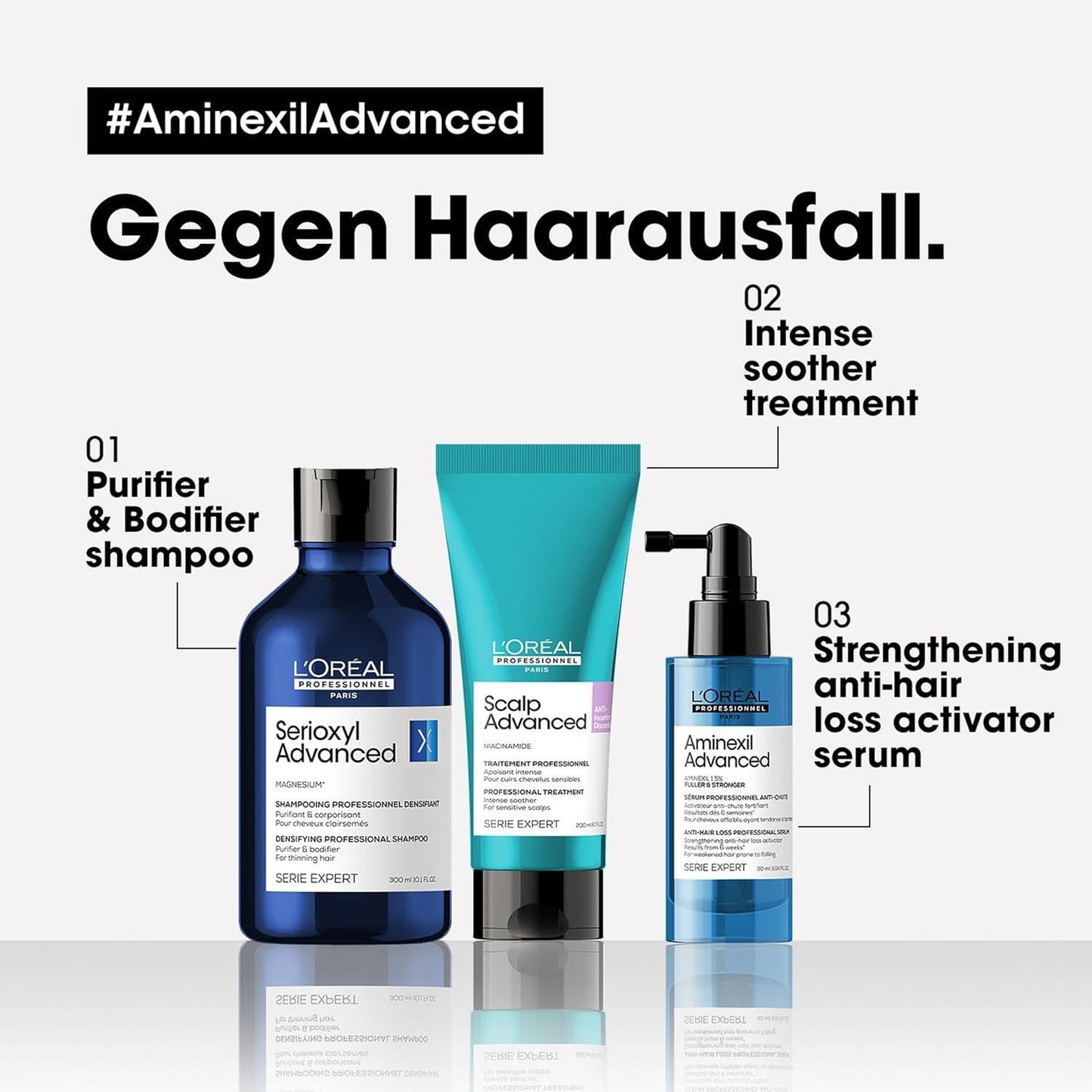 L'Oréal Professionnel Wzmacniające serum przeciw wypadaniu włosów, Dla pełniejszych i mocniejszych włosów, Aminexil Advanced Anti-Hair Loss Activator Serum, 90 ml Pielęgnacja włosów Naty Shop