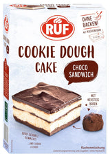 RUF Ciasto ciasteczkowe Ohne Backen, Tortenboden Aus Keksteig Mit Frischkäse-Creme Und Schokoladenstückchen, Inkl. Kuchenform, 1X325G Mieszanka do pieczenia i gotowania Naty Shop 320 G (1Er Pack) Cookie Dough Sandwich