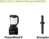 Braun Hochleistungsmixer Powerblend 9 JB9040 – Mikser stojący Mit Glas-Mixkrug, 18 programów Mix, 10 Geschwindigkeiten + Pulsefunktion, Heiße Suppen Funktion, Reinigungsprogramm, Stampfer, 1600 W, Schwarz Kitchen Naty Shop