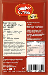 Bamboo Garden - Teriyaki Seasoning Mix , Gewürzmischung für Teriyaki , Für 4 Portionen , Ohne Geschmackverstärker und Konservierungsstoffe , 1 x 25 g (Verpackungsdesign kann abweichen)