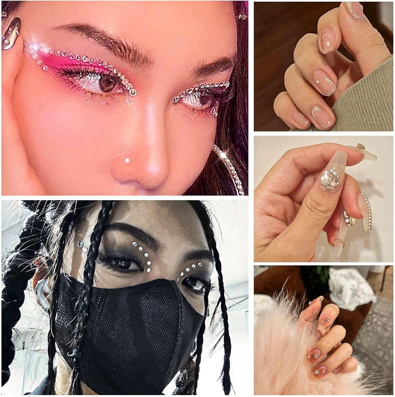 Beadsland 2500 szt. Glas Nailart Strasssteine ​​​​Kristall Flatback Edelsteine ​​​​Runde, ​​Für Handwerk Gemischt 8 Größen SS4 ~ SS30 Mit Picking Pinzette Und Stift (Kristall Weiss)