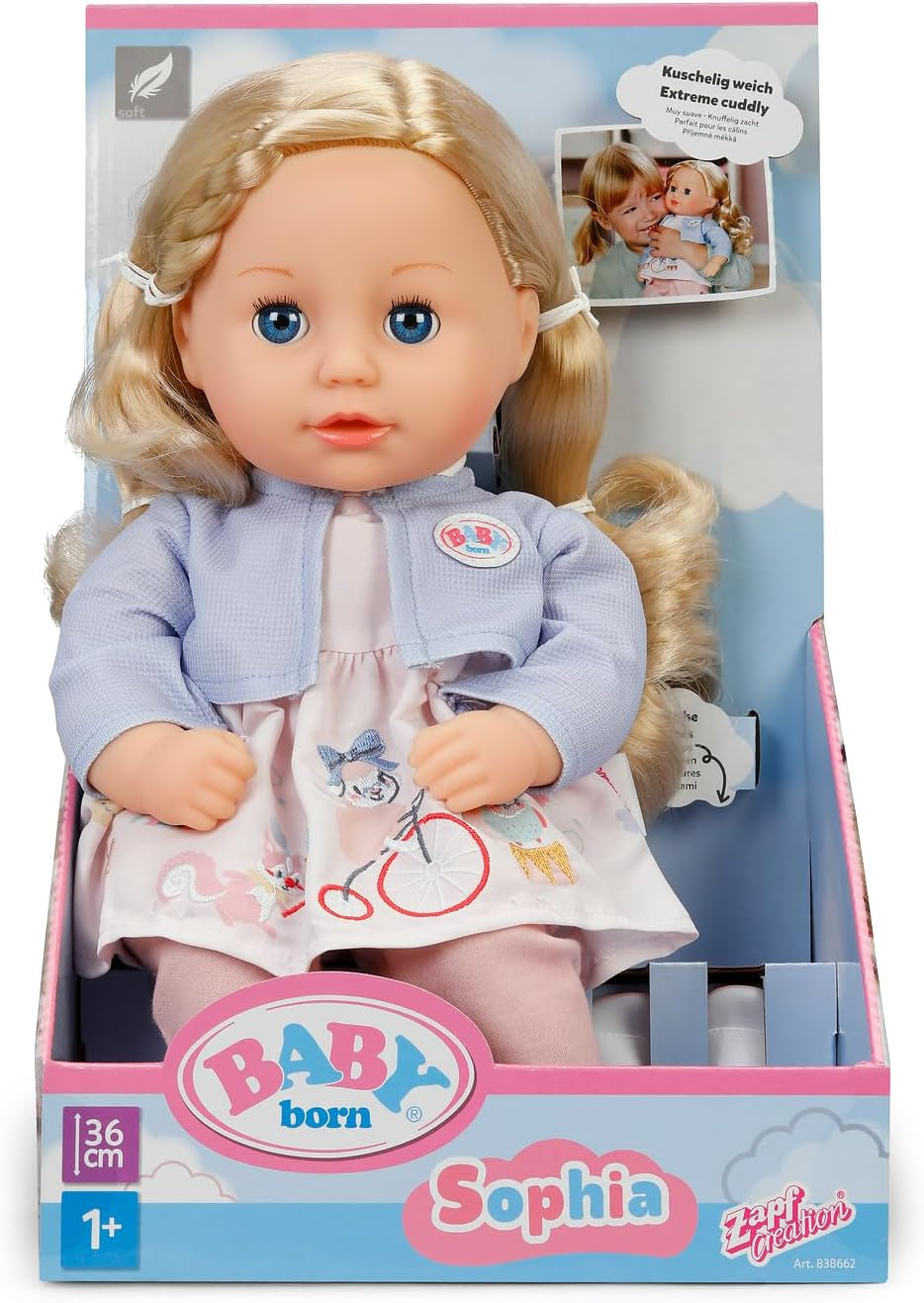 BABY Born Sophia Rose - miękka lalka 36 cm - Lalka o wysokiej jakości blond włosach i zaspanych oczach - Odpowiednia dla dzieci od 1 roku