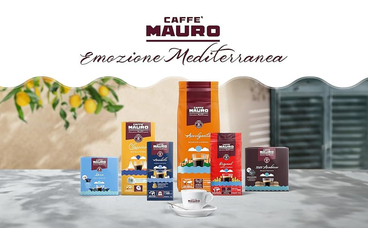 Caffè Mauro Torrefazione Kaffeekapseln Espresso Original, Intensität 10/10-50 Kapsel aus Aluminium - Kompatybilny z Nespresso* Haushalts-Espressomaschinen - Hergestellt in Italy