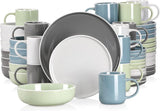 vancasso SESAM Serie Steingut Geschirrset für 12 Personen, 48 teiliges Kombiservice – Tafelservice mit Speisetellern, Desserttellern, Müslischalen und Kaffeetassen, skandynawski design