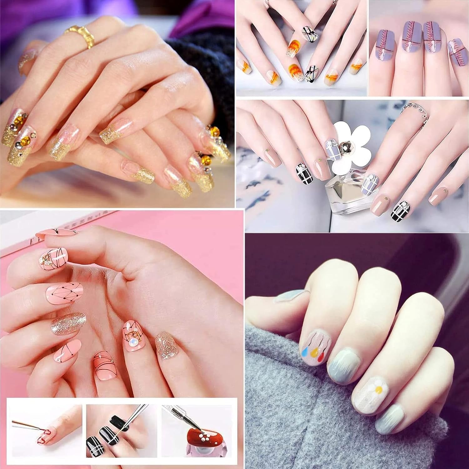 Nagel Art Fineliner Pinsel [5 Stück], Nagel Art Liner Pinsel, Professionel Detail Pinselset, Nagellack Pinsel, Für Nail Art Design Salon malarski, Nageldesign Nagel Fußpflege