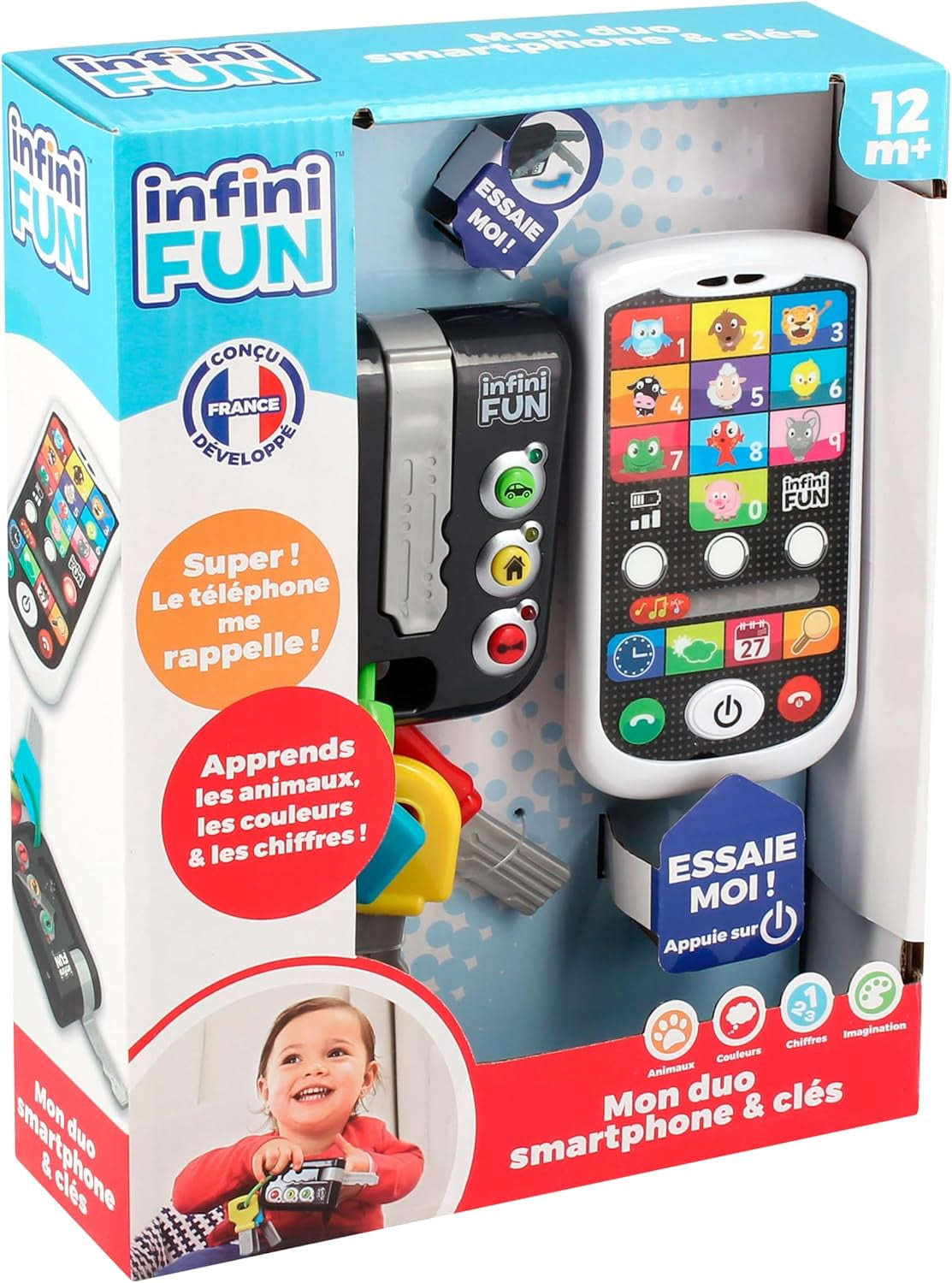 Mój Duo High-Tech Phone + Key - Bardzo realistyczny telefon i klucz. - Zabawka do wielu projektów edukacyjnych od 12 miesięcy. Bebe Naty Shop Toys