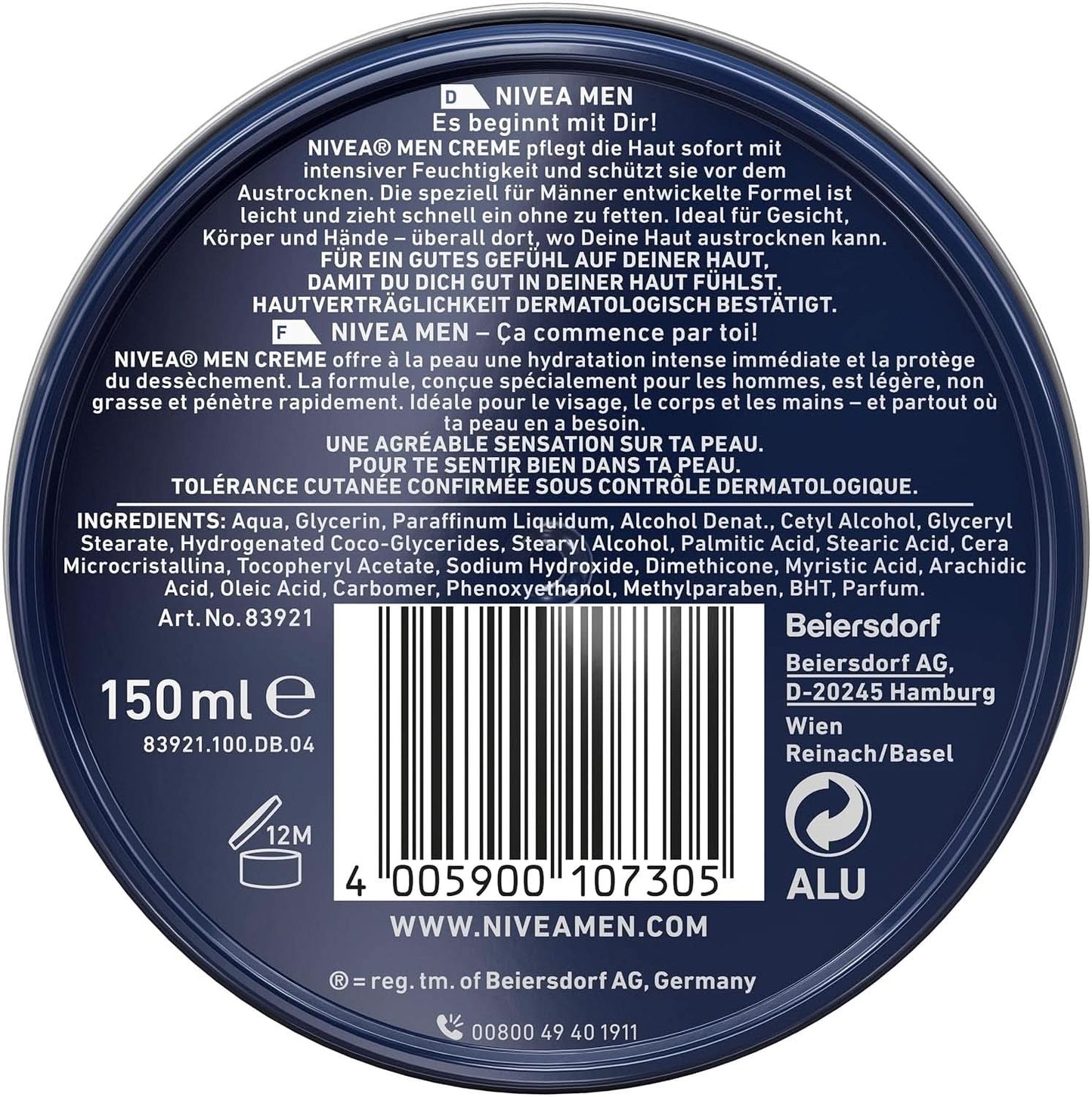 NIVEA MEN Creme, odżywczy krem do skóry z witaminą E, 150 ml Naty Shop