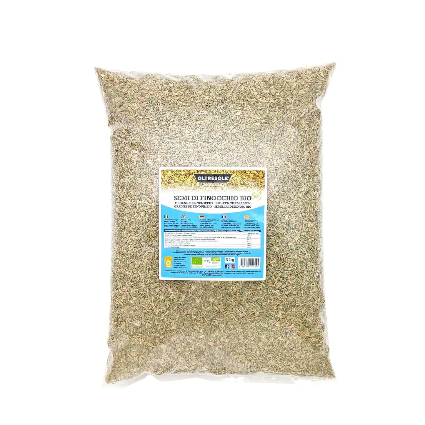 Organiczne nasiona kopru włoskiego 3 kg Organiczne całe nasiona Idealne do ziołowych herbat trawiennych i przepisów Idealny do pieczenia Wygodny rozmiar