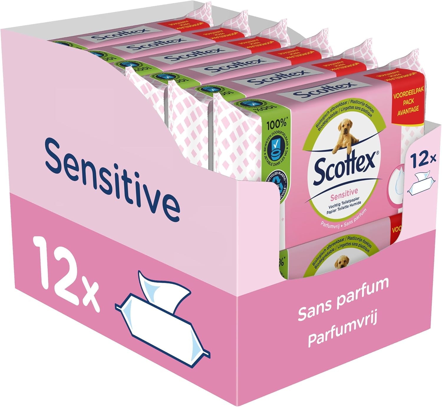 Delikatny mokry papier toaletowy, 38 usług (38 usług X 12 opakowań, łącznie 456 usług)