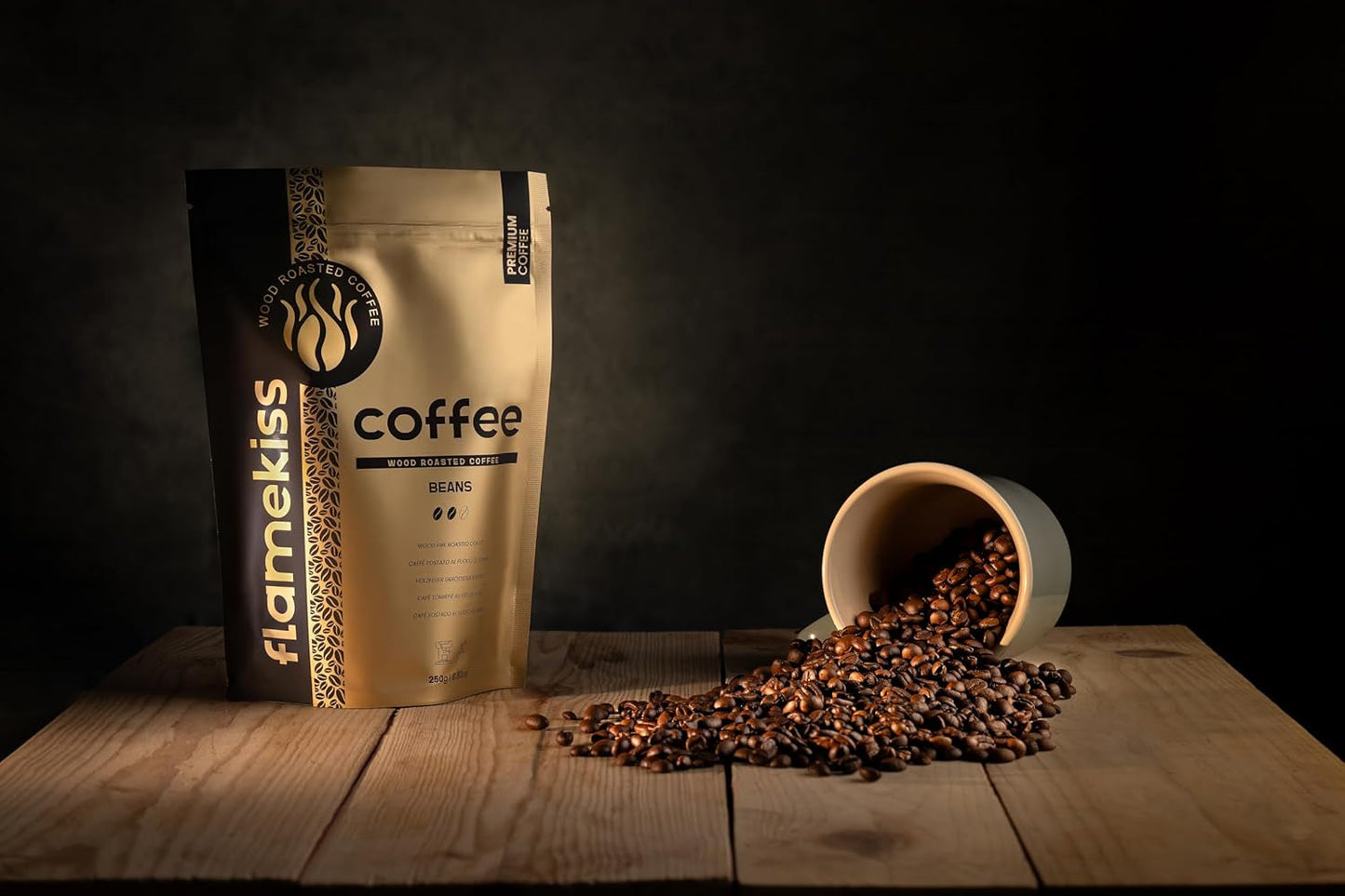 Kawa ziarnista 250g – Wysokiej jakości ziarna espresso Arabica i Robusta, ręcznie wypalane w drewnie, dla pełnego i aromatycznego smaku ziaren kawy