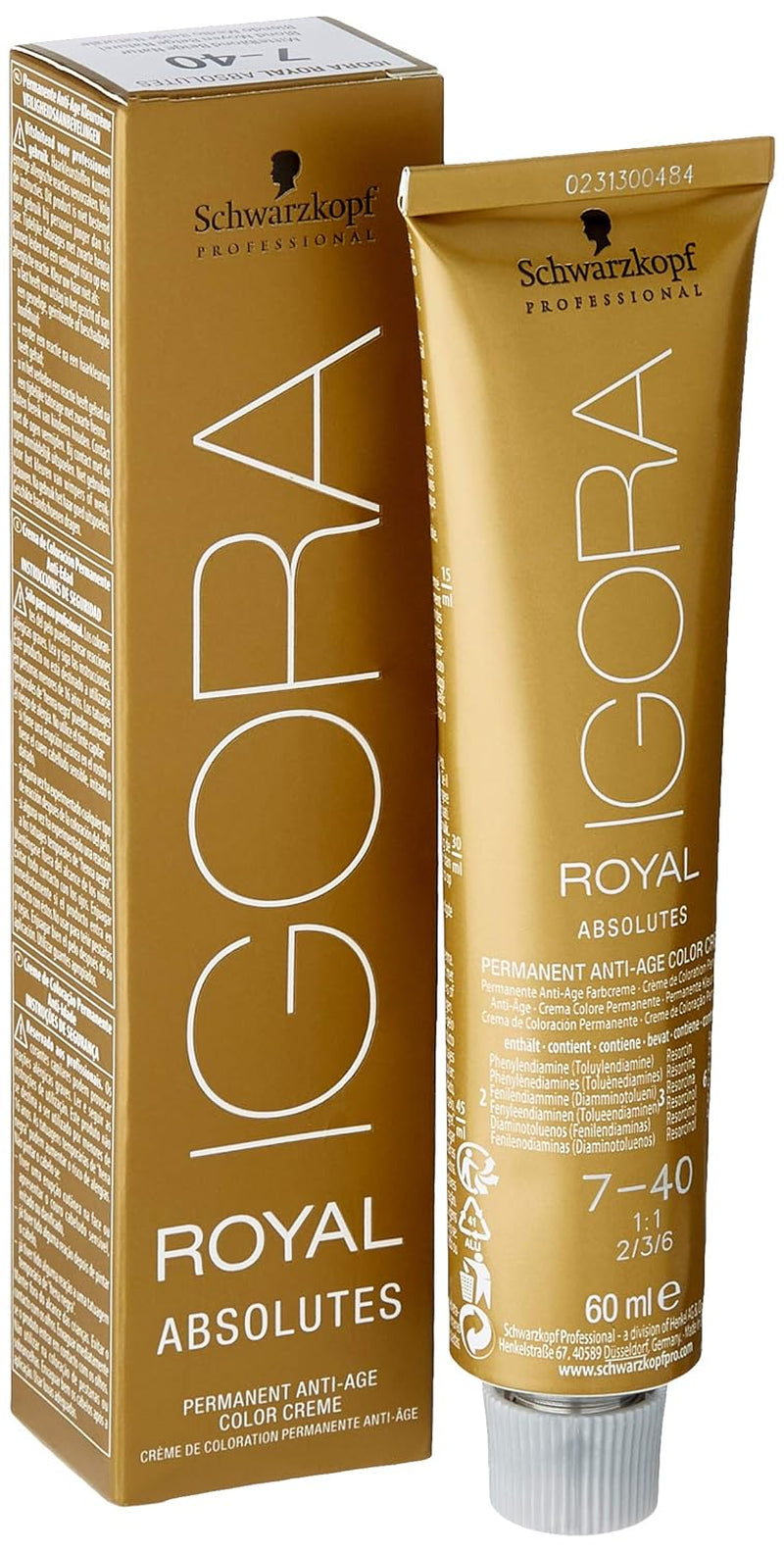 Igora Royal Absolute Age Blend Farba do włosów, 7-560 Średni złoty czekoladowy blond, 60ml Naty Shop Farba do włosów 7-40 Średni blond Naturalny beż 1 G (1 opakowanie)