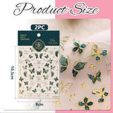 2 Blätter 5D Schmetterling Nagelsticker Selbstklebend, Nagelsticker Gold Rand, Nagel Designing Zubehör, Naklejki do zdobienia paznokci, Schmetterlinge Deko Nagelaufkleber, Nageltattoos