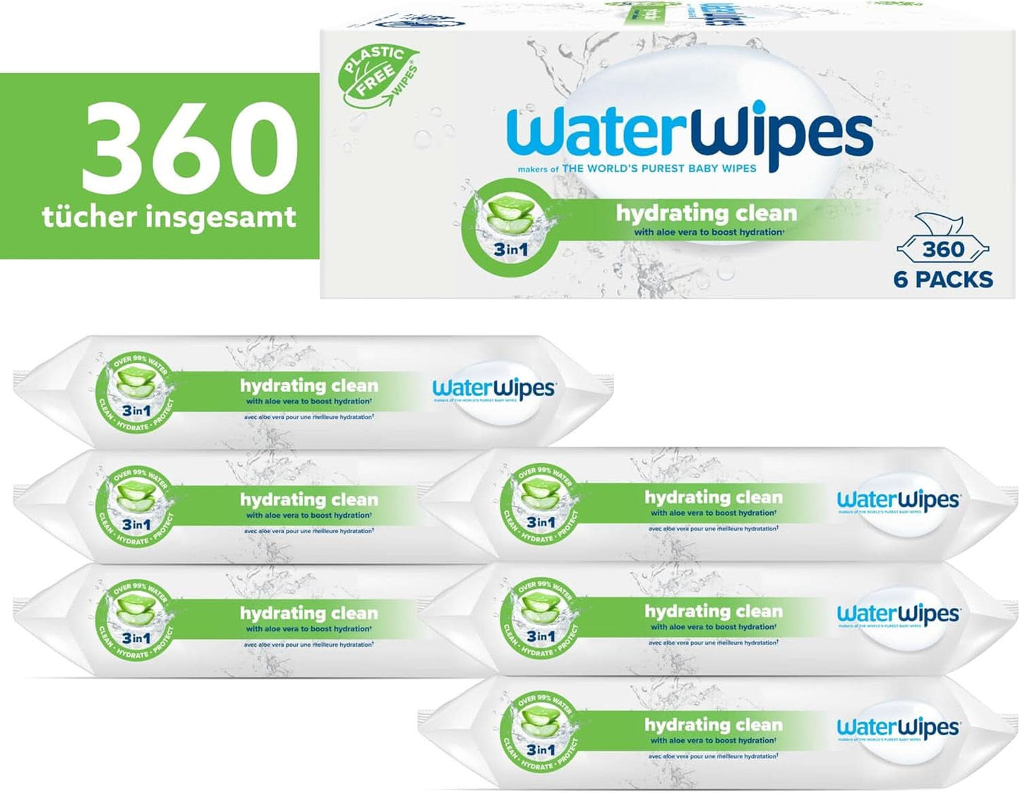 Waterwipes Nawilżające i oczyszczające chusteczki dla dzieci z 99% wodą i ekstraktem z aloesu Chusteczki nawilżane do twarzy i ciała Naty Shop