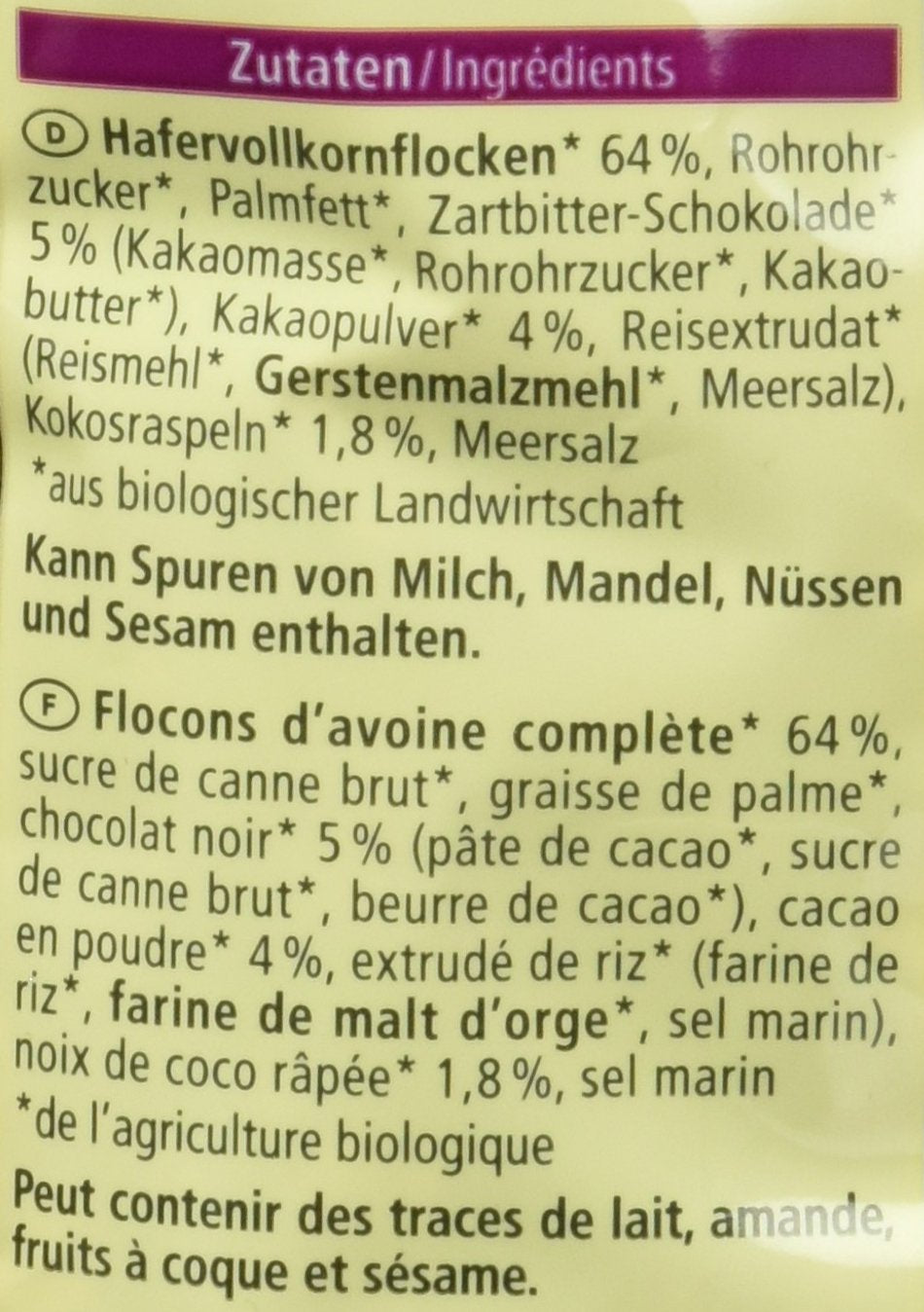 Chrupiące ciastka owsiane z ekologiczną czekoladą, 375g