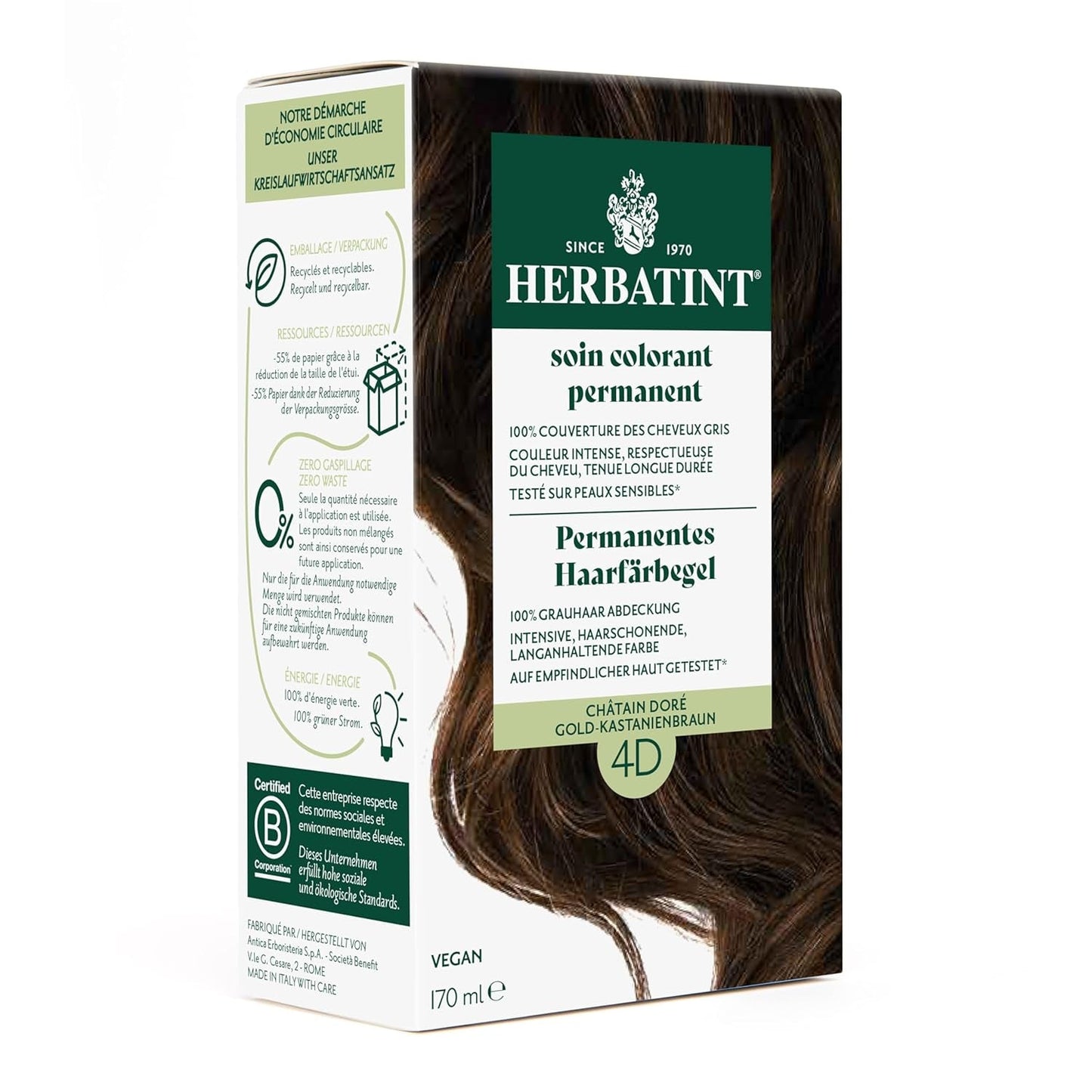 Żel do trwałej farbowania włosów 6N ciemny blond - 170 ml I Bez amoniaku, 100% pokrycia siwych włosów I Testowany na skórze wrażliwej, z 8 ekstraktami roślinnymi
