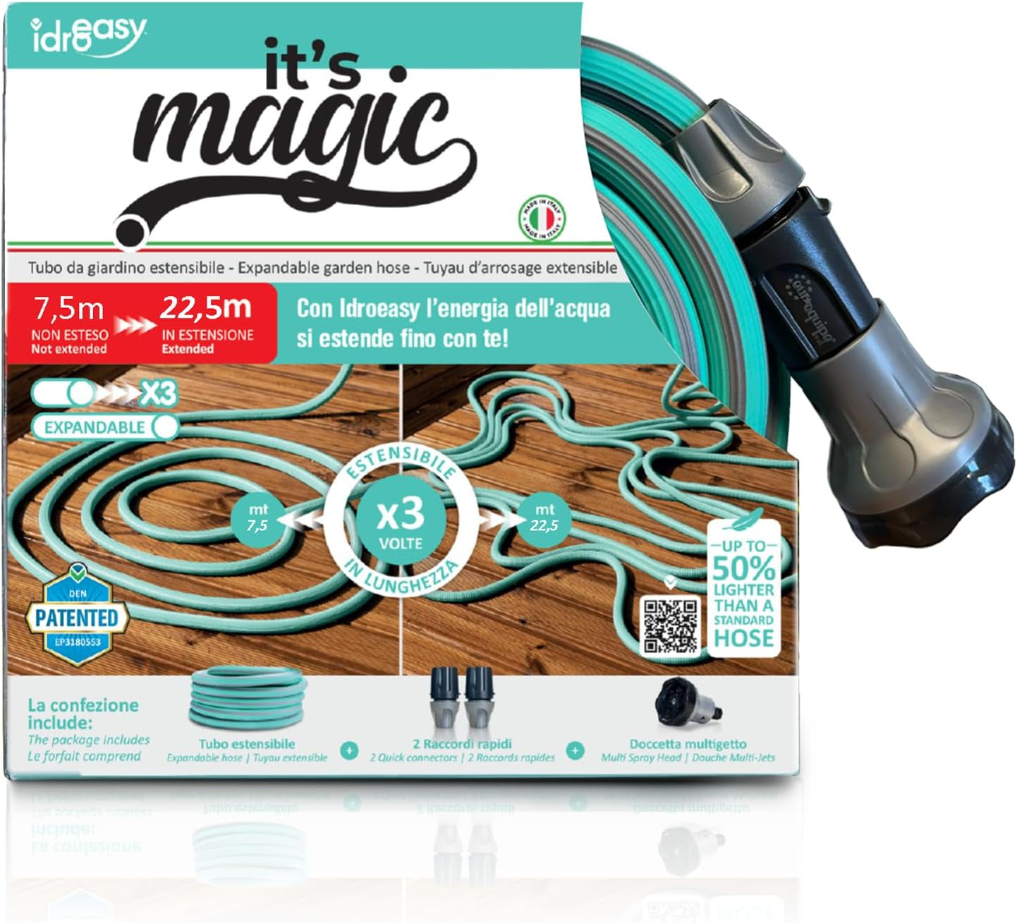 Magic Soft Smart 22,5 m - Rura do nawadniania ogrodu, zapobiegająca zaplątywaniu się, skręcaniu, wąż wodny