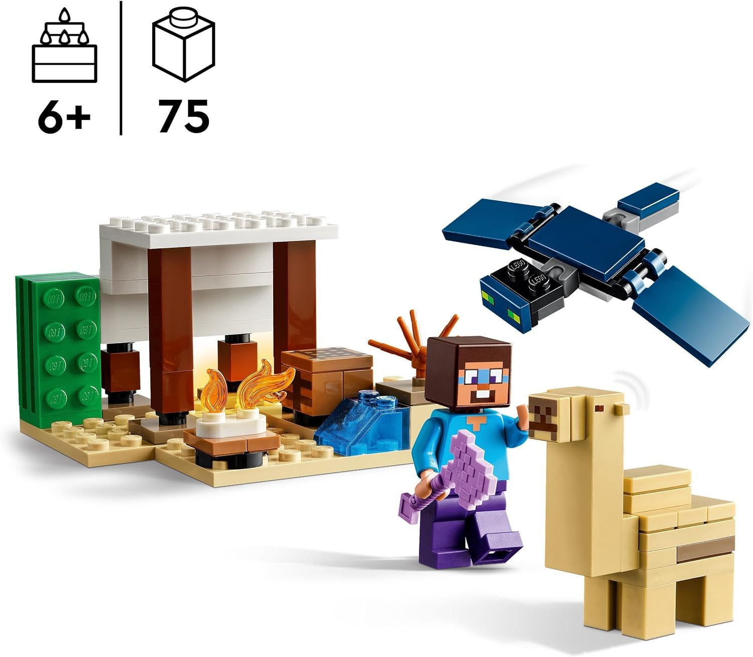LEGO Minecraft Pustynna wyprawa Steve'a, zestaw gier wideo dla chłopców i dziewcząt, biom ze Stevem, dom, figurki i zabawka Camel, prezent dla graczy dla dzieci od 6 lat 21251 Zestawy do budowania Besuche w sklepie LEGO