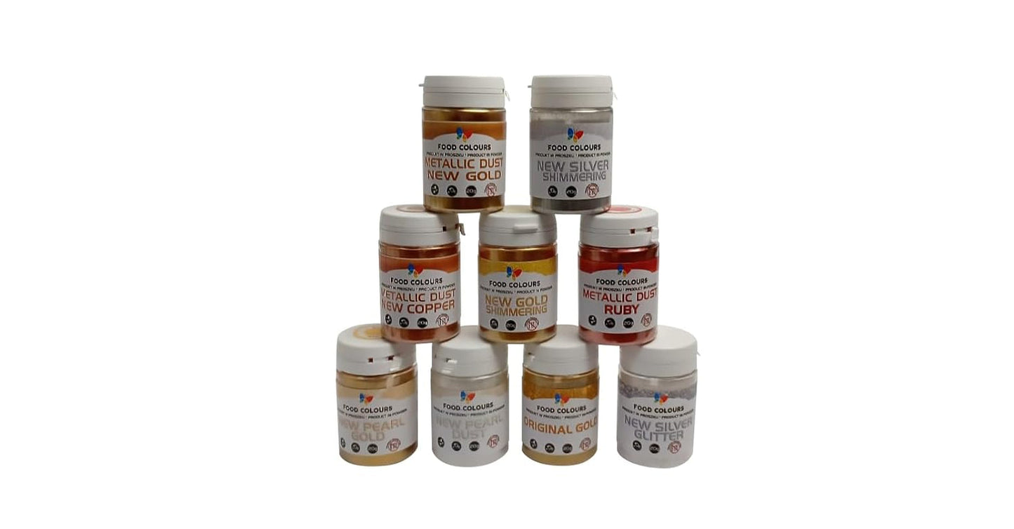 Brokat jadalny z efektem metalicznym, New Gold Shimmering, 20 gramów Glitter Naty Shop