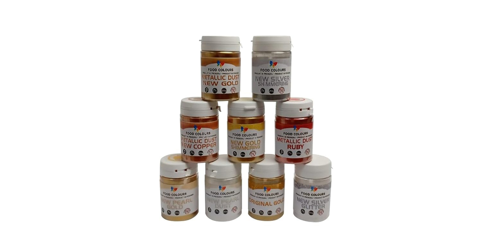Brokat jadalny z efektem metalicznym, New Gold Shimmering, 20 gramów Glitter Naty Shop