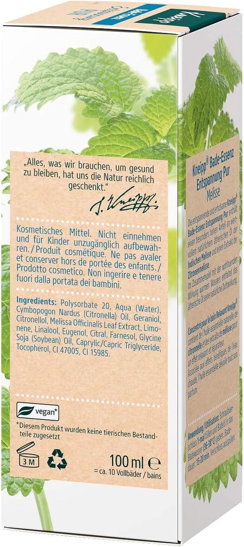Kneipp Bade, olejek do kąpieli z naturalnym olejkiem eterycznym z melisy indyjskiej i ekstraktem z melisy, 100 ml Naty Shop