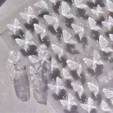 Aurora Muschel Schmetterling Nagelsticker Weiß Schmetterlinge Naklejka na paznokcie Gelee Relief Butterfly Nagelaufkleber Y2K Motyle Nagel Naklejka Nägel Nageldesign Nagel Zubehör Naklejki na paznokcie Nailart