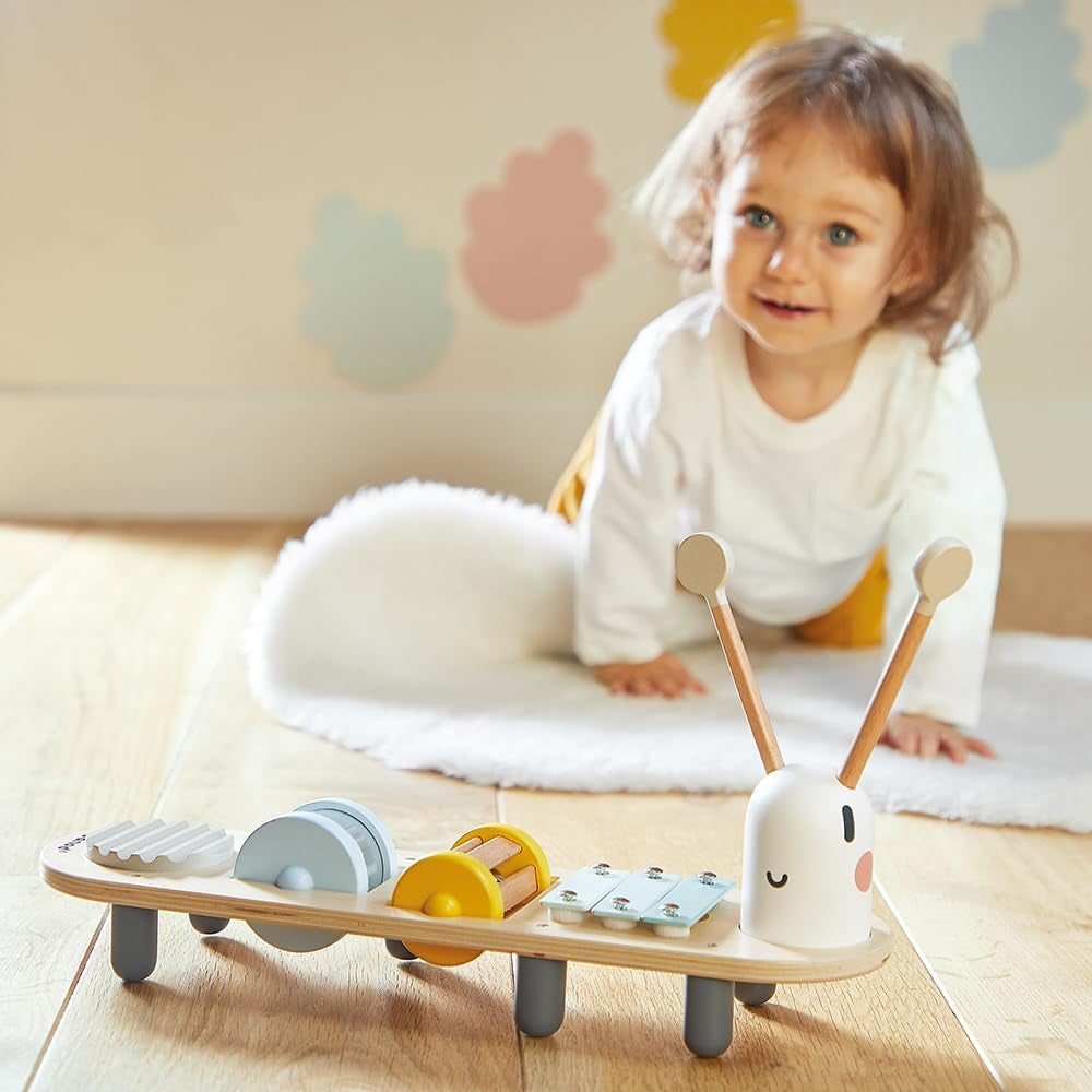 Janod - Utwory muzyczne Sweet Cocoon - 5 muzycznych zajęć dla dzieci - Wczesna edukacja muzyczna - Drewniana zabawka FSC - Od 12 miesiąca, J04058 Baby Toys Naty Shop