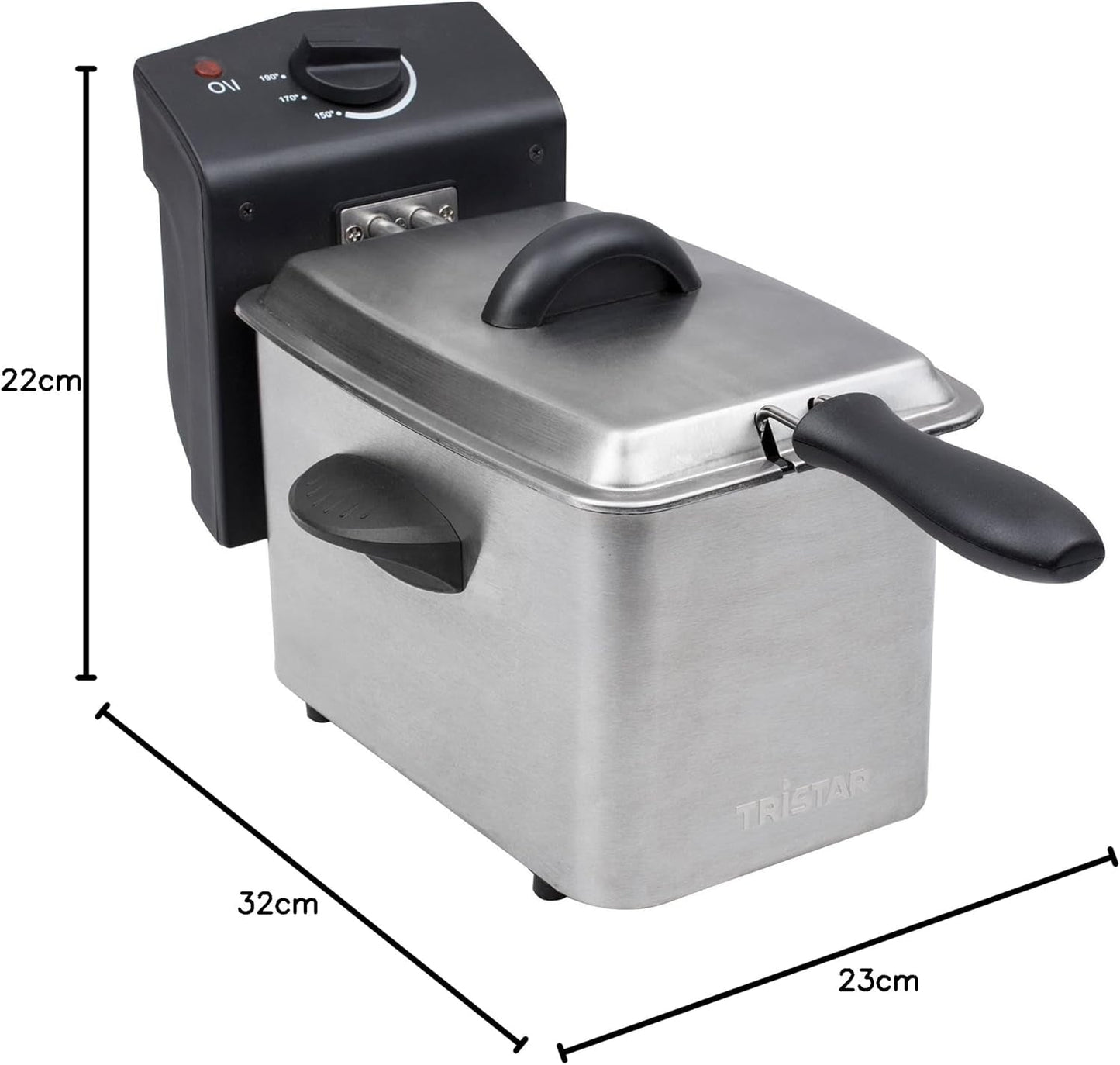 Frytkownica Tristar ze stali nierdzewnej - pojemność 2 litry, funkcja zimnej strefy i regulowany termostat do 190°C, FR-6919, srebrny AGD Naty Shop