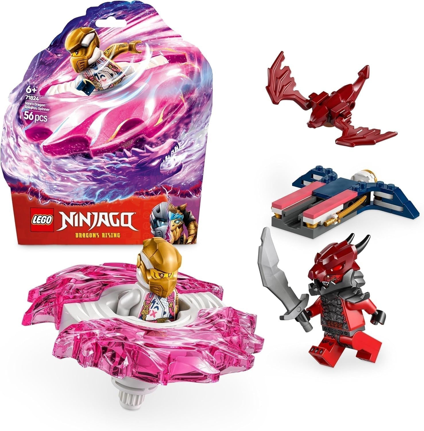 LEGO NINJAGO Smok Sory Spinjitzu Spinner — zabawka Ninja z 2 minifigurkami — mały zestaw dla dzieci — pomysł na prezent dla chłopców i dziewcząt w wieku od 6 lat 71824 zestawy do budowania Besuche den LEGO-Store Default Title