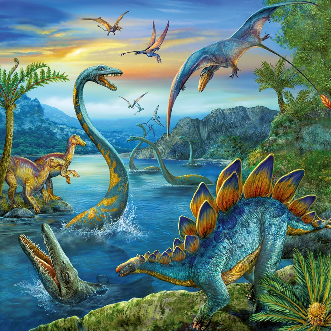 Puzzle dla dzieci Ravensburger - 09317 Fascynacja dinozaurów - 3x49 elementów Puzzle dla dzieci od 5 lat Puzzle Naty Shop
