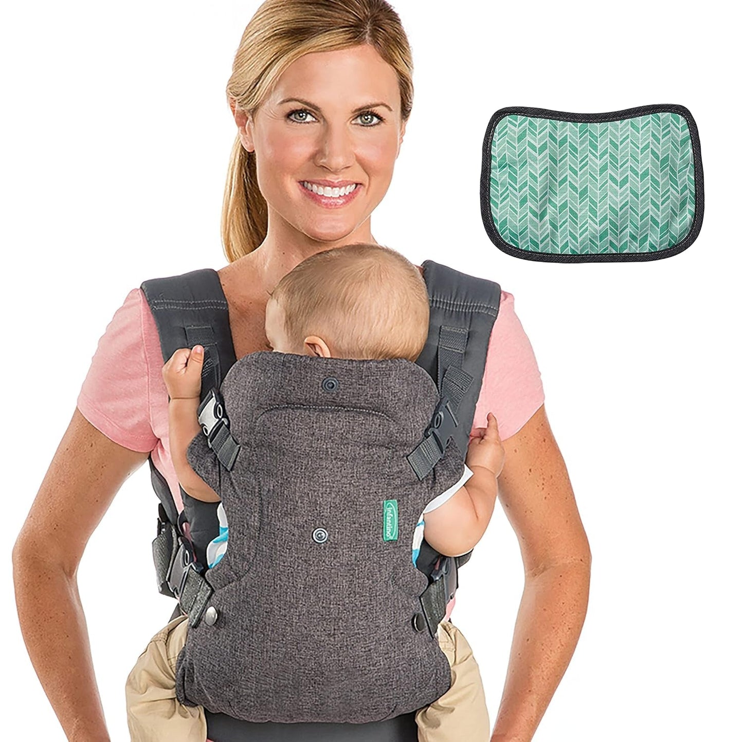 Pampers Sensitive Flip Advanced Nosidełko 4 w 1 ze śliniakiem i chusteczkami, 1200 chusteczek (15 x 80) do wrażliwej skóry dziecka, testowane dermatologicznie, niezbędnik noworodka
