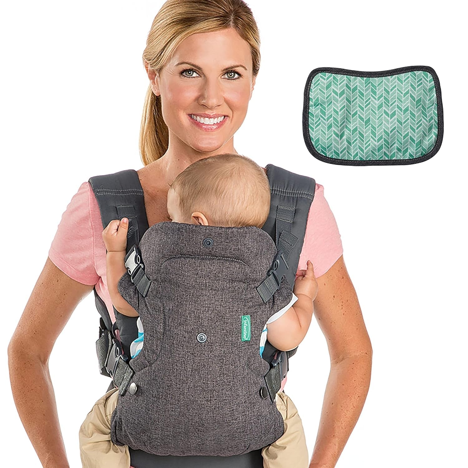 Pampers Sensitive Flip Advanced Nosidełko 4 w 1 ze śliniakiem i chusteczkami, 1200 chusteczek (15 x 80) do wrażliwej skóry dziecka, testowane dermatologicznie, niezbędnik noworodka