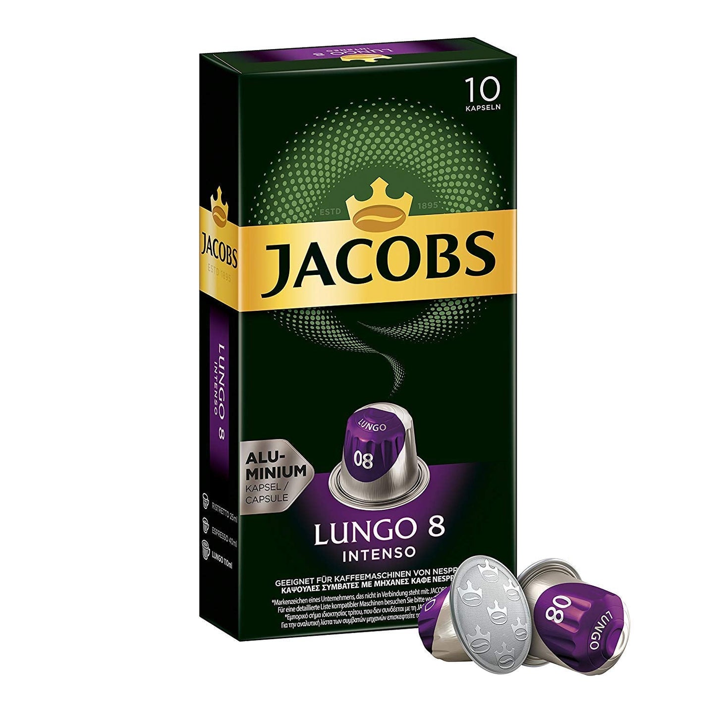 Kaffeekapseln Lungo Intenso, Intensität 8 von 12, 200 Nespresso®* kompatybilny Kapseln, 10 x 20 Getränke i Kapseln Lungo Intenso, Intensität 8, 100 Nespresso®* 10er Pack, 10 x 10 Getränke