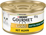 Gourmet Gold Soczyste cienkie paski, mokra karma dla kotów z kurczakiem, opakowanie 12 szt. (12 x 85 g)