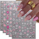 JMEOWIO Nagelsticker Blume 9 Blatt Nail Art Naklejka Selbstklebend Nagelaufkleber Frühling Letnia dekoracja kwiatowa Nageldesign Zubehör