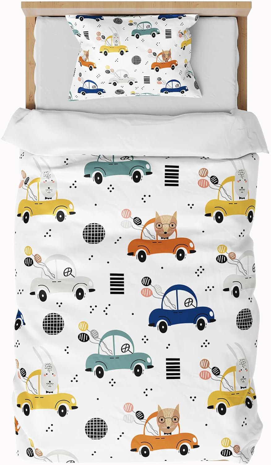 Pościel dziecięca, chłopięca, różne modele, zapinana na zamek, mikrofibra poliester Pościel - dziecięca Naty Shop Auto 100X135 Cm + 40X60 Cm